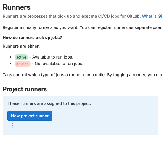 GitLab new project runner